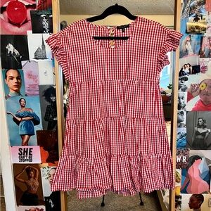 Red Gingham Ruffle Dress